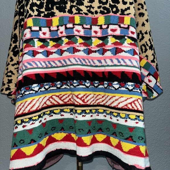 ALDO MARDINS Anthropologie Annistyn Mixed Leopard Print & Coloful Knit Kimono M - Picture 6 of 13
